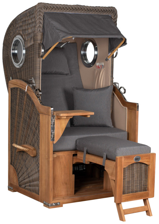 Strandkorb Rantum Single Bullauge Teak PE Grey Dessin 551